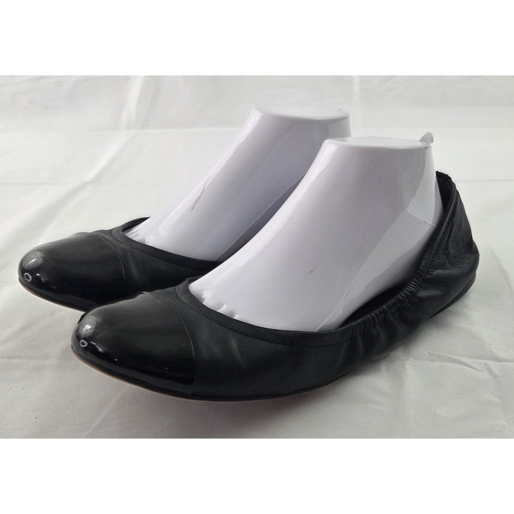 Sam Edelman Braxton 2 Flats Womens 9.5 M Black Leather Cap Toe Quiet Luxury Twee